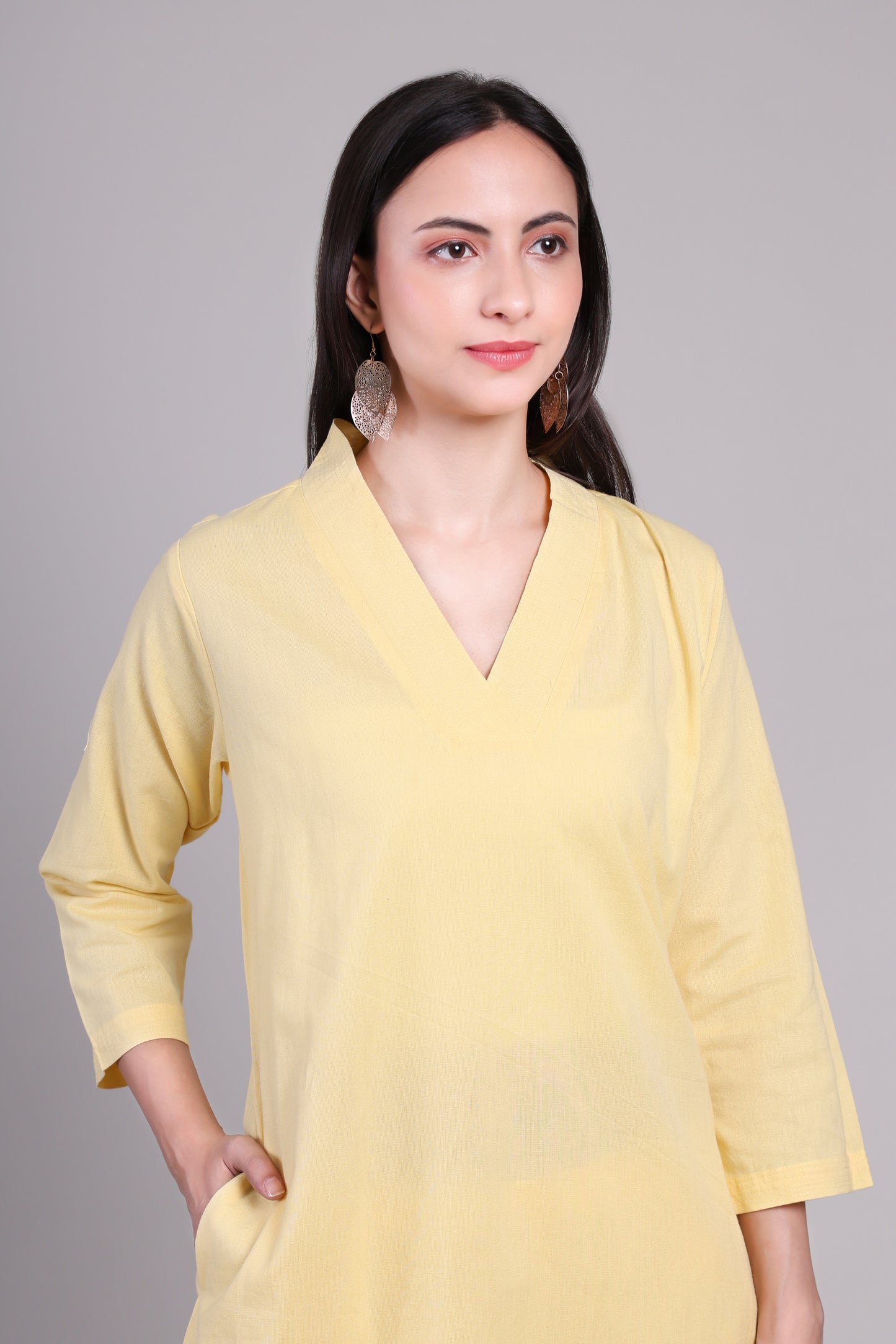 Sage calm kurta set- Yellow