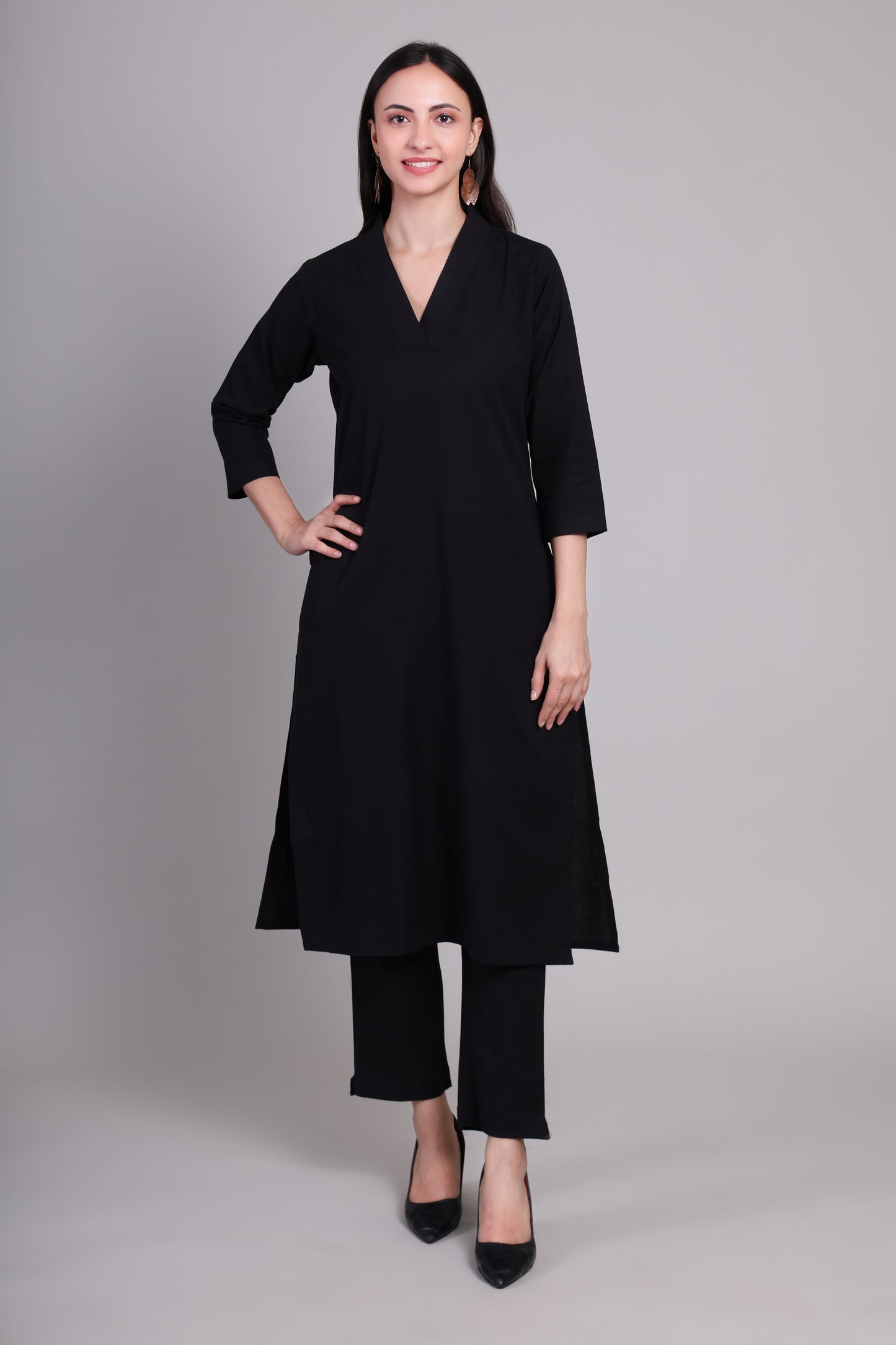 Sage calm kurta set- Black