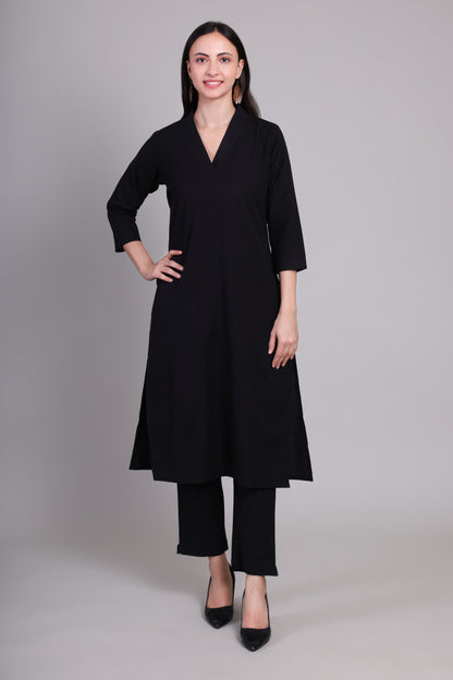 Sage calm kurta set- Black