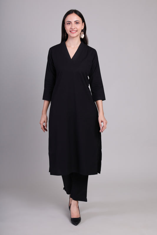 Sage calm kurta set- Black