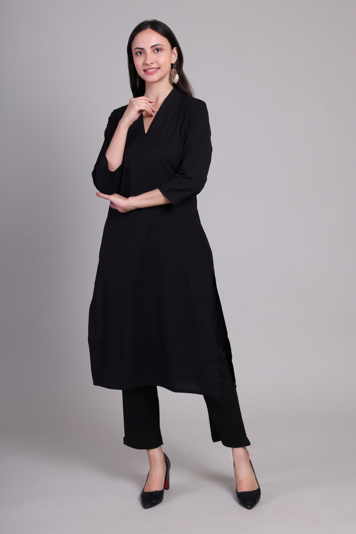 Sage calm kurta set- Black