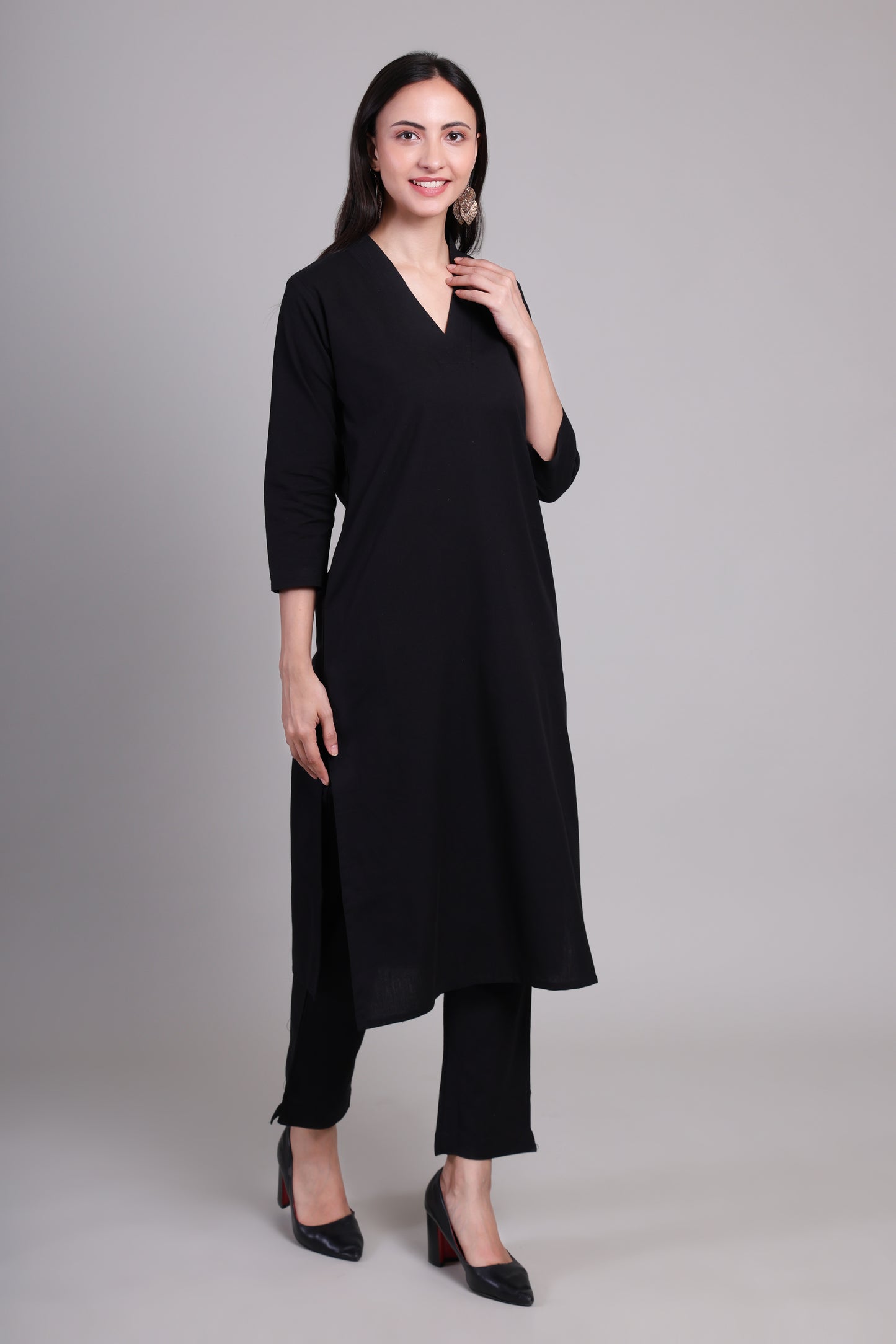 Sage calm kurta set- Black