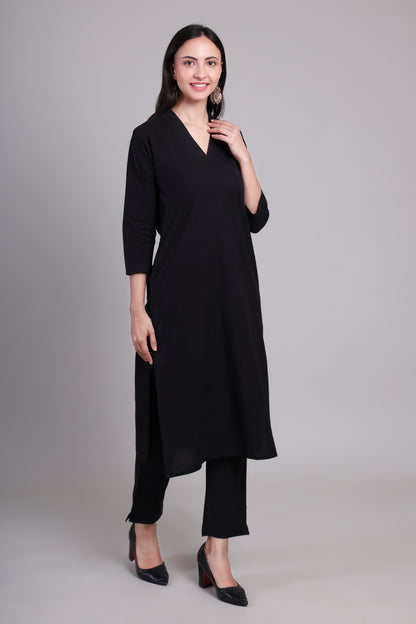 Sage calm kurta set- Black