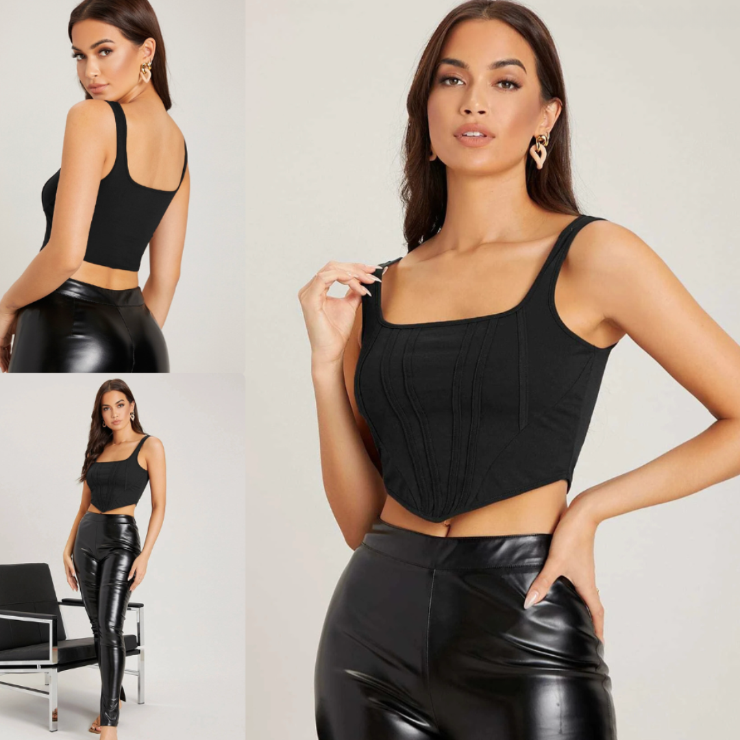Noir Sculpt Corset Tank Top