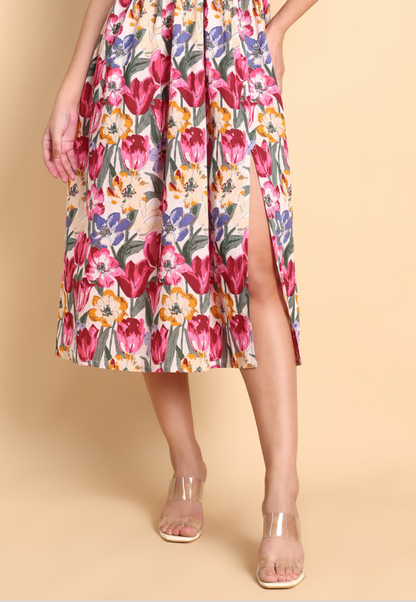 Floral Harmony Midi Dress