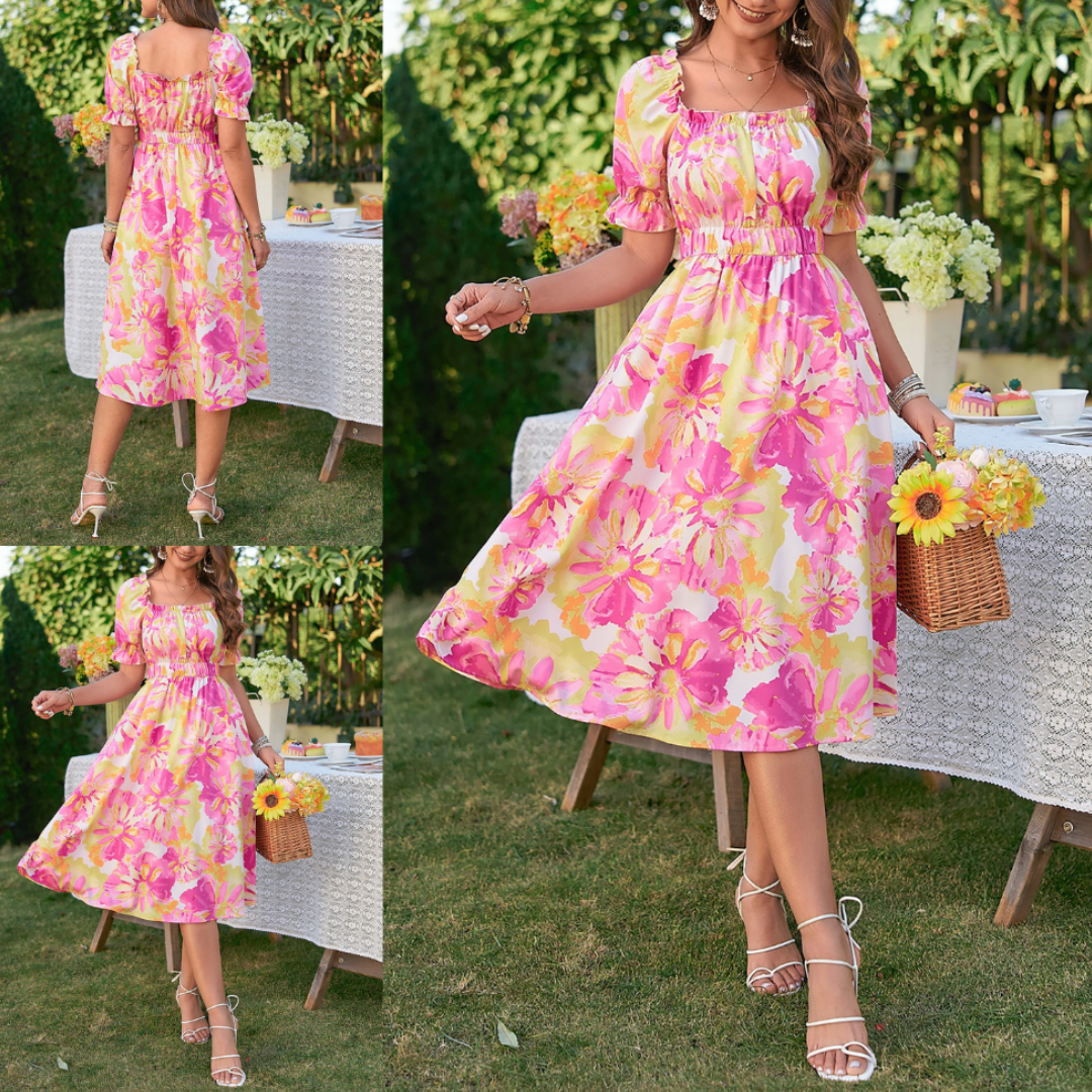 Sunset Bloom Midi Dress