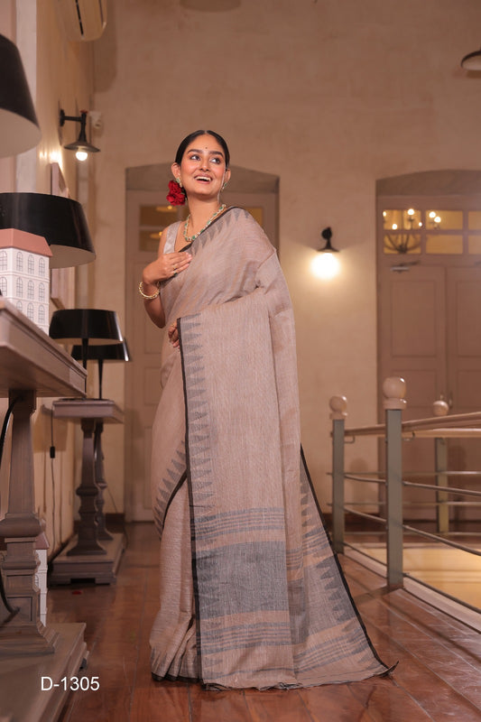 Pure Cotton with contrast weave border saree