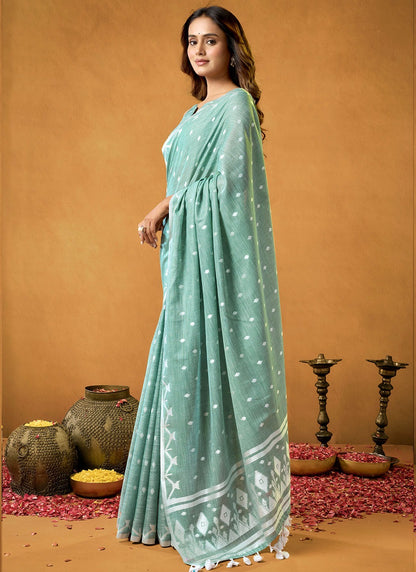 Pure Cotton Spun Diamond Jamdani Weaving Saree