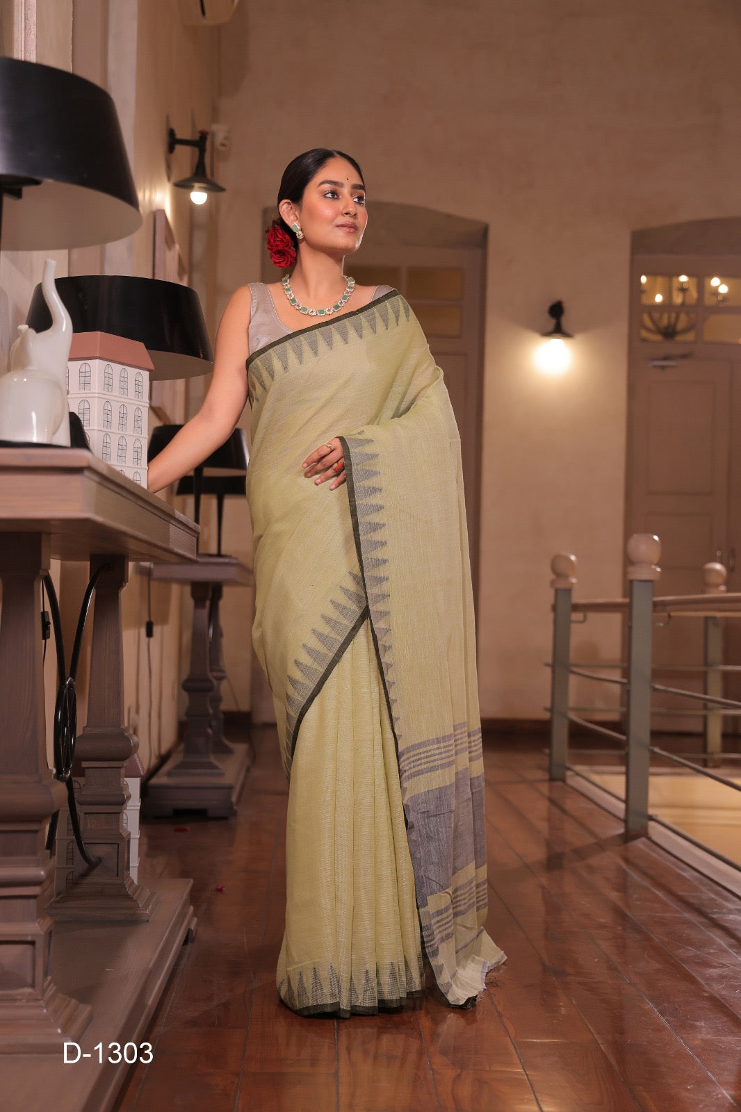 Pure Cotton with contrast weave border saree