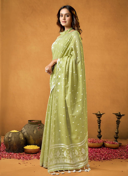 Pure Cotton Spun Diamond Jamdani Weaving Saree