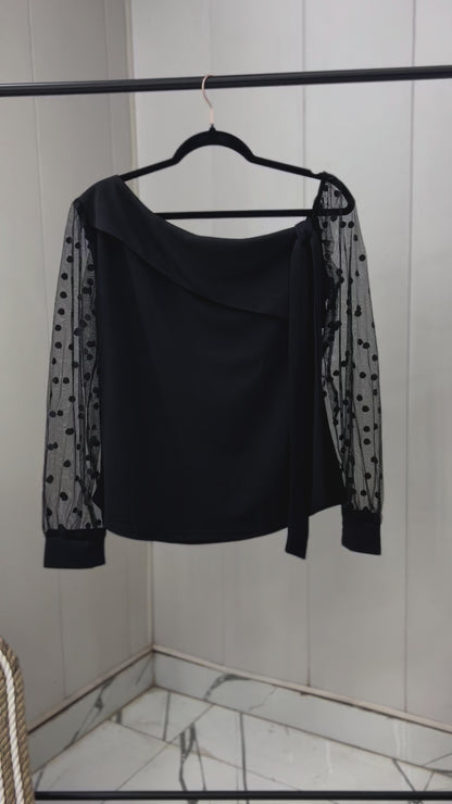 Polka Charm Black Top
